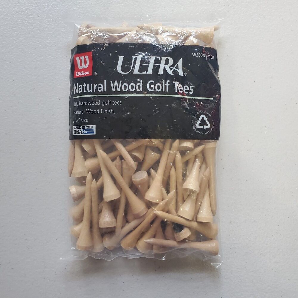 Wilson Ultra Golf Tees 2-1/8 inch Pack of 100 Natural Wood Color